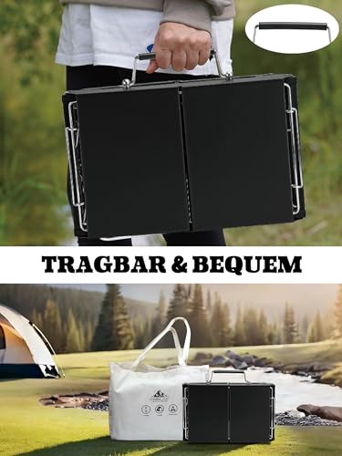 Charmline 34x23cm Foldable Portable Holzkohlegrill, Kleiner Campinggrill Holzkohle, Picknickgrill Grill, BBQ Grill für Outdoor, Geeignet für Gärten, Strände, Rasenflächen und Tischplatten, Schwarz