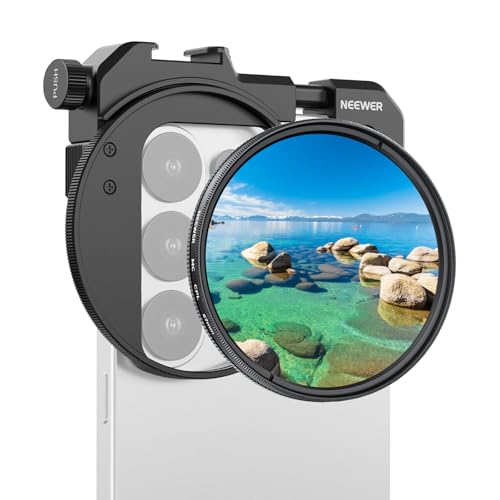 Image of NEEWER 67mm Phone Filter Holder with Adjustable Clamp, Cold Shoe Mount & CPL Filter, Phone Camera Photography Accessories Compatible with iPhone 17 16 15 14 Samsung Galaxy S26 Ultra S25, FL-112