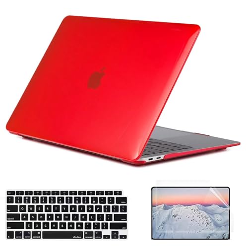 Protège Clavier MacBook Pro 16 rouge A2141 anti-poussière avec coque et film écran