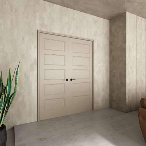 Image of JUBEST 30 inchx80 inch 5-Panel Shaker Style White Primed Hollow Core Interior Molded Door Slab, NOT Pre-drilled and NOT Included Hardware, Pre-Assembled Interior Door for Pantry, Laundry, Closet