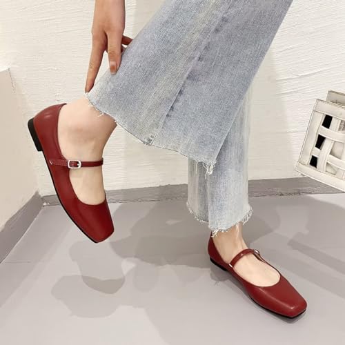 Image of LUXINYU Women's Slip on Flats,Classy Round Toe Solid Classic Mary Jane Ballet Dance Shoes Soft Comfortable PU Flat Shoes
