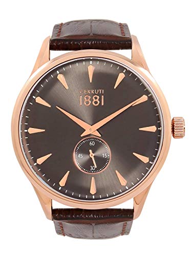 Cerruti 1881 Męski męski brązowy i złoty designerski zegarek na rękę CRA24003, pasek