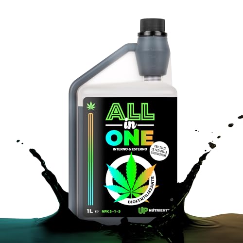 UP NUTRIENTS Fertilizzante per Cannabis Piante Indoor & Outdoor 1L | Set All IN ONE Organico NPK 5-1-5 per Piante di Cannabis Fase di Crescita e Fase di Fioritura Fase Biologica Grow & Bloom