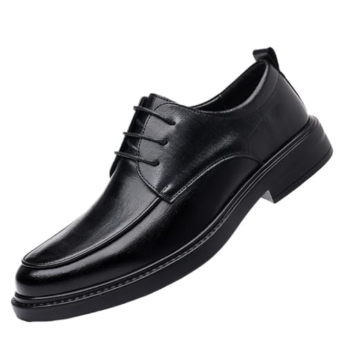 Men's Modern Business Casual Lace-Up Derby Shoes Low-Cut Sleek Wedding Oxfords for Young Groom