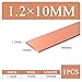 Flat Copper Bar Stock, 99.9% Pure Copper Flat Bar - 0.5-5mm Thick x 500mm Length, High Conductivity Bus for Industrial and DIY Projects(1.2mmx10mm)