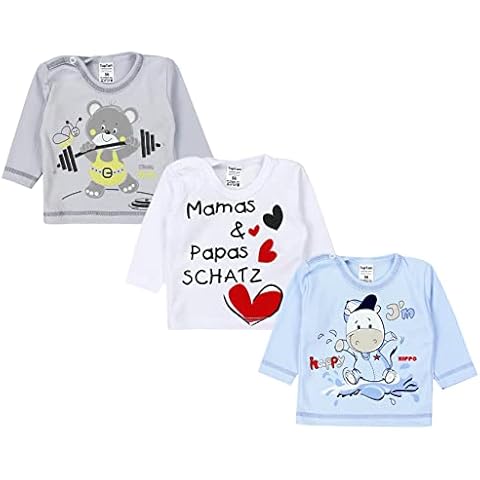 TupTam Unisex Baby Langarmshirt mit Spruch Aufdruck 3er Set, Farbe: Junge, Größe: 62 Cover