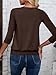 Sialois 3/4 Length Sleeve Womens Top Dressy Casual Vacation V Neck Blouse Banded Bottom Shirt Fashion Outfits Cute Long Tunic Fall Spring Summer Beach Business School Teacher Clothes,Chocolate Brown,L