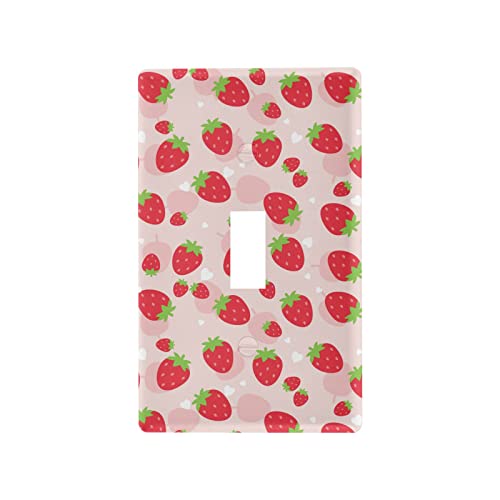 Image of xigua Toggle Light Switch Cover Unbreakable Cute Kawaii Strawberry Wall Plate Cover, Decorative Cover Standard Size 1 Gang 4.53" x 2.76" Screws Included - 1 Pack
