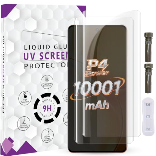 Image of Advanced HD+ UV Tempered Glass Screen Protector For Realme P4 Power 5G (6.8 Inch, Pack of 2) Full Adhesive UV Curved Screen Guard, Case Friendly with installation kit