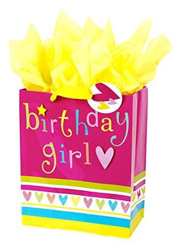 Hallmark Large Gift Bag with Tissue Paper for Birthdays, Kids Parties, and More (Birthday Girl)