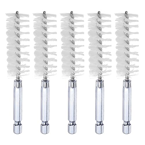 HARFINGTON 5Pcs Nylon Bore Brush 18mm Dia 4" Long Cleaning Twisted Wire Brush with Handle 1/4" Hex Shank for Tubes, Ports, Bearings