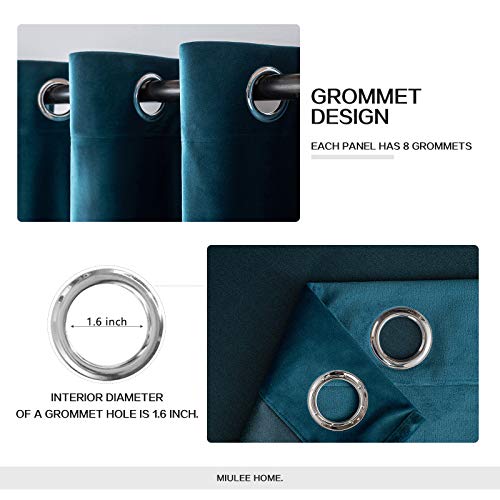 Miulee Blue Velvet Curtains 108 Inches Length Extra Long Blackout Curtains Thermal Insulated Soundproof Room Darkening Grommet Drapes For Living Room Bedroom 52 X 108 Inch 2 Pcs Peacock Blue #TOP1