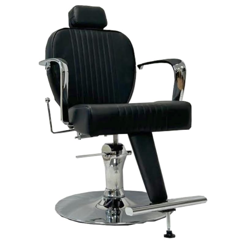 Malys Equipements - Silla de peluquero Tony, sillón de estilo contemporáneo, cómodo, ajustable en altura, respaldo reclinable, metal, ideal para peluquería, color negro