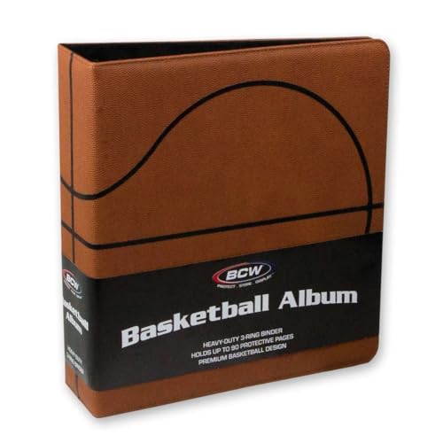 BCW 3-inch Sports Collectors Album - Basketball | Storage for Over 800 Cards | Ideal for Organizing Baseball, Football, Basketball Trading Cards | Aesthetic Display for Sports Memorabilia Enthusiasts