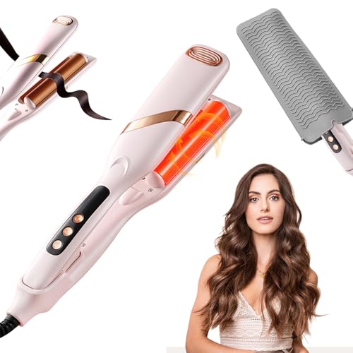 KBIBCK Rizador Pelo Ondas, Rizador de Pelo 32 mm, Rizador de Pelo de Huevo Francés, Ondulador de Pelo Iónico con 4 Temperaturas, Pantalla LED, Ideal para Principiantes, Ondas Instantáneas