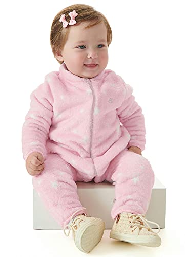 Macacão em Pelo Up Baby Estrela Rosa