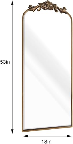 Miniatura 3 de WAMIRRO Espejo dorado adornado, espejos antiguos arqueados vintage para sala de estar, pasillo, chimenea, baño, entrada, 18 x 53 pulgadas