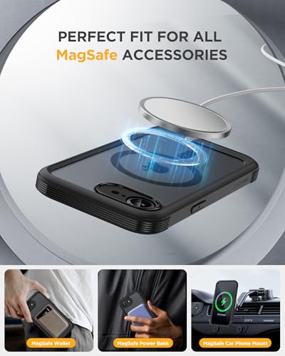 Image of miracase for iPhone 17e & 16e Case with Built-in Private Screen Protector, [Magnetic with MagSafe] Full-Body Phone Cover Military Drop Proof 17 E / 16 E Bumper 6.1 inch, Black