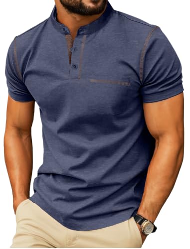 Image of Sailwind Mens Henley Shirts Short Sleeve Summer Casual Classic Cotton T Shirts Pocket Button Shirt