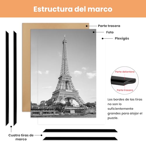 Miniatura 5 de Upsimples Paquete De 3 Marco 50x70 Cm, Marco Fotos 50x70 Cm Negro Con Tiras Deslizantes, Montaje Horizontal Y Vertical Para Galería De Fotos