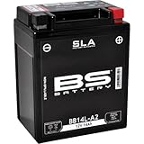 Einsatzbereit Motorradbatterie BS SLA BB14L-A2 (YB14L-A2) AGM - Wartungsfrei - 12 V 14 Ah - Maße: 135 x 90 x 167 mm kompatibel mit HONDA CBX650E Nighthawk 650 1984