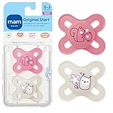 MAM Newborn Start Orthodontic Pacifier, Girl, 0+ Months, 2-Count