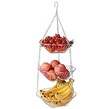 PENGKE 3 Tier Metal Chain Hanging Basket Storage Tools,Fruits Vegetable Kitchen Household Storage...