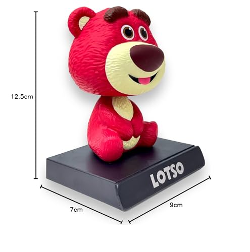 Image of AUGEN Super Hero Lotso Action Figure Limited Edition Lots-o'-Huggin' Bear Bobblehead with Mobile Holder for Car Dashboard, Office Desk & Study Table (Pack of 1)