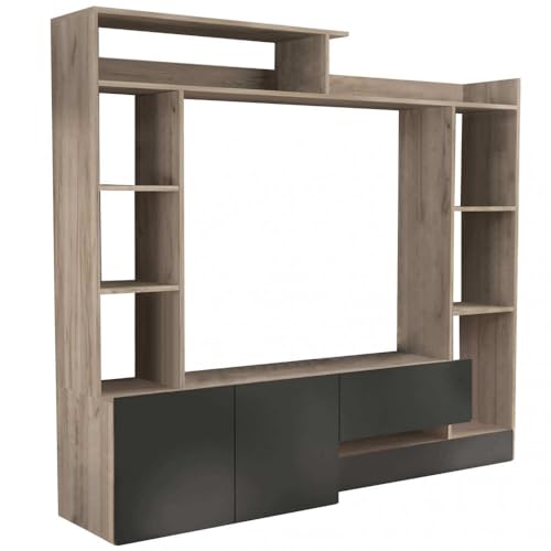 Briconess.com Parete attrezzata Porta TV da Interno Soggiorno in Legno nobilitato bilaminato Ponte Vecchio - Antracite e Olmo