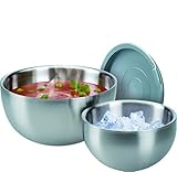 GSW Stahlwaren GmbH Thermo-Rührschüssel mit Deckel, 18 x 13 cm, 4.2 L, Edelstahl, silber, 30 x 26 x 13 cm