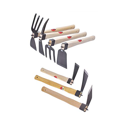 Gardening Tool Dual-use Hoe and Rake/Cultivator Carbon Steel Hand Tool - Wood Handle for Home loosening Soil, Weeding and Digging