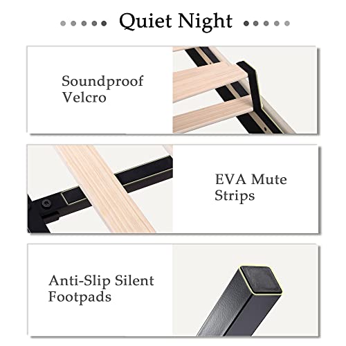 Feonase Full Size Platform Bed Frame With Wingback, Geometric Upholstered Bed Frame With Fabric Headboard, Solid Wooden Slats, No Box Spring Needed, Easy Assembly, Noise-Free, Beige #TOP6