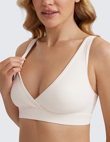 Image of CRZ YOGA Maternity V Neck Nursing Bras | Butterluxe, Doubled Lined, Light Support, Non Padded, Yoga, Extremely Soft, U Back, Wide Straps, Pregnancy and Postpartum