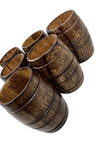 Collectiblesbuy Handmade Mango Wood Cups Set Of 6 For Tea Wooden Barrel Shaped Beer Mug Coffee Mug Small Travel Camping Cup Wood Beer Tea Cup Drinking Portable Mug For Men Wine Cup Beer Mugs Steins #TOP3