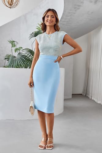 Image of GRACE KARIN Women Wear to Work Dress Crew Neck Sleeveless Bodycon Business Pencil Dresses