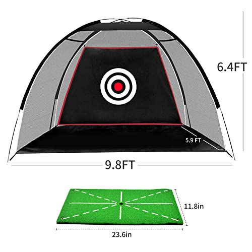 ASENVER Black Golf Practice Net Set - 9.8x6.4 FT with Hitting Mat, Target Cloth and Carrying Bag by ASENVER - Image 5