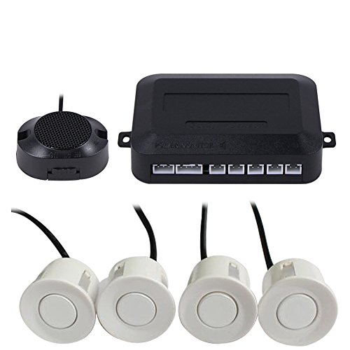 Frostory Car Reverse Backup Parking Sensor Radar System, Buzzer Beeps, Detection Distance:30~150CM, Waterproof Sensors (22mm Diameter 2.3M Cable) 4 Packs X60D (White)