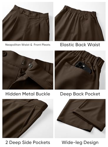 JMIERR Mens Baggy Casual Dress Pants Lightweight Pleated Old Money Wide Leg Pants Loose Relaxed Fit Trousers