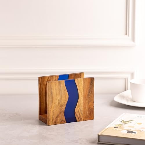 Serviettenhalter Aus Akazienholz & Epoxidharz – Rustikale Küchen- Und Tischorganisation, 15,2 X 12,7 X 6,3 Cm