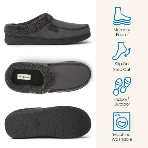 Image of Dearfoams Men's Brendan Indoor /Outdoor Breathable Memory Foam Clog House Shoe with Wide Widths Slipper