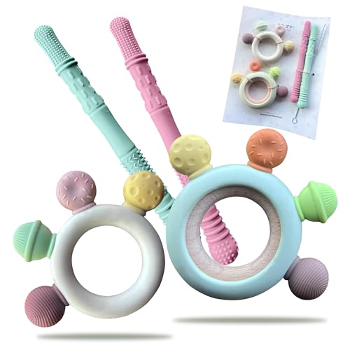 Image of Ecliff Teething Sticks for Babies 0-12 Months - Soft Silicone Baby Teether Stick for Instant Soothing Gum Relief - BPA Free Teething Straws, Baby Teething Tubes, Chew Safe Teething Toys