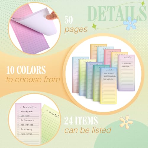 Image of Censen 10 Pack 500 Sheets to Do List Notes Daily Checklist Notepad with 50 Sheets Undated Memo Pad Color Block Shopping List Weekly Plan Notepad Organizer Planners(Vivid Color,Lined) | Note Book 505 Sheets Colorful Memo Pad Office School Supplies Planner Shopping Weekly Plan Task Organizer Tear-off Design