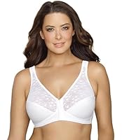 EXQUISITE FORM Front Close Wireless Plus Size Posture Bra with Lace, Size 40DD, White