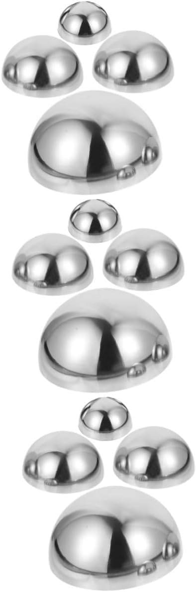 DULAI 12 Pcs Garden Reflector Stainless Steel Hollow Ball Gazing Balls Glass Balls Hollow Hemisphere Garden Gazing Spheres Polished Ornament Sphere Mirror Hollow Ball Mold Semi-Outdoor