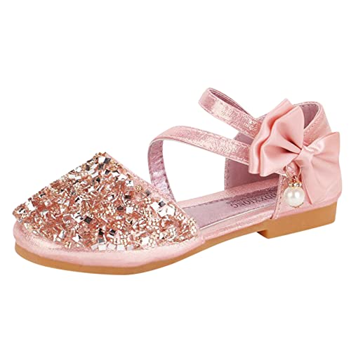 CUTeFiorino Sandales unisexes pour fille - Sandales de princesse - En cristal bowknot - Pour bébé - Avec perle unique - En bois de santal, Rose, 33.5 EU