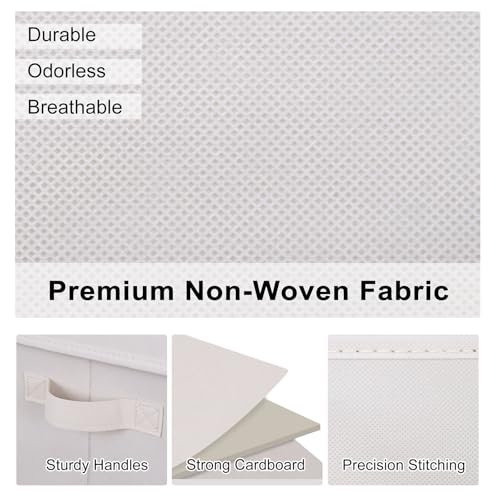 Image of WUIKE Fabric Storage Bins with Lids, Beige, Extra Large, 3-Pack