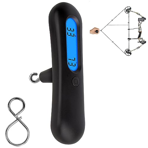 NATUMER Archery Bow Scale 110 lbs/ 50kg Hanging Handheld Scale Multifunctional Digital Tune Scale Peak Weight/Hold Weight with Clear LCD Display for Recurve/Compound Bow (Upgraded Black)