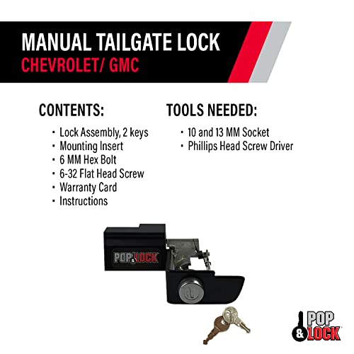 Pop & Lock Pl1300 Black Manual Tailgate Lock For Chevy/Gmc (New Body) #TOP4