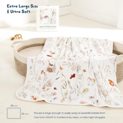 Image of GRSSDER Baby Blankets Super Soft Jersey Knit Swaddle Blanket for Baby Girls and Boys, Double Layer Receiving Blankets 34 x 44 Inches, Extra Large for Baby Swaddling, Dream Print