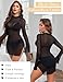 Avidlove Black Dresses for Women Sexy Long Sleeve Sheer Mesh Midi Dress Crew Neck Bodycon Party Clubwear, Medium